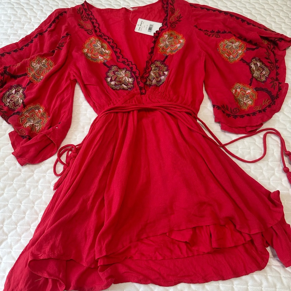 Free People Cora Embroidered Mini Dress